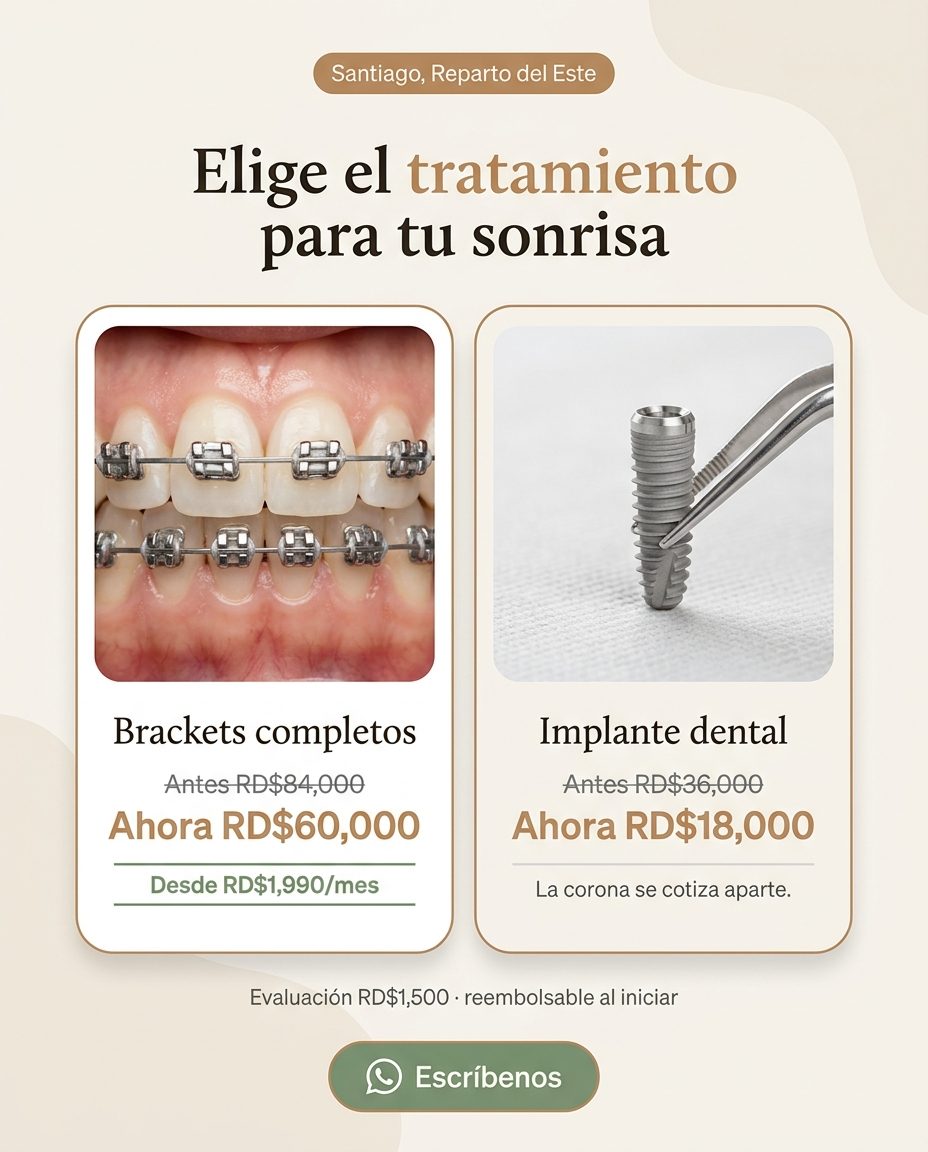 Brackets + Implantes (dual): Producto: menú 2 tratamientos con precio