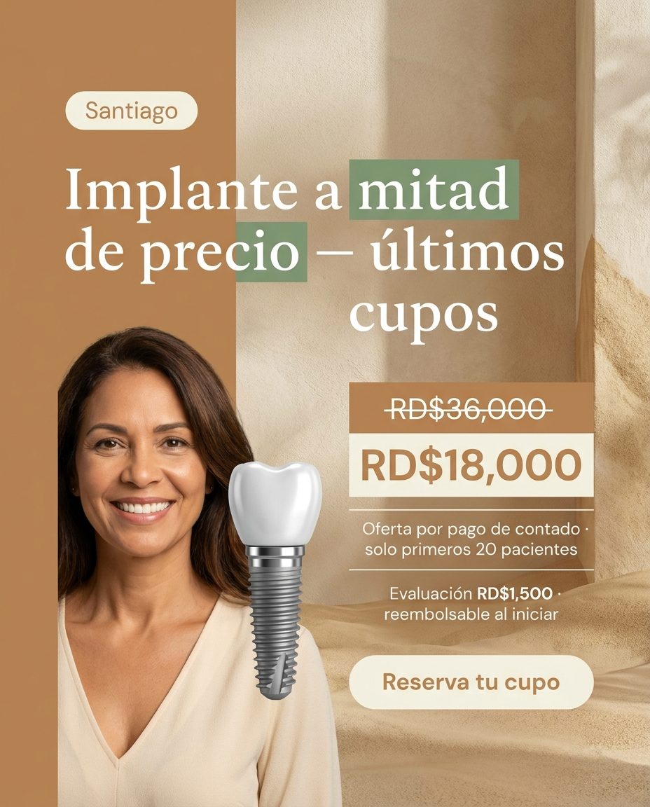 Implantes: Urgencia: primeros 20 pacientes / contado